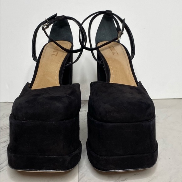 Schutz Luan Black Platform Pump, soft nubuck, 8 1/2 B - Picture 3 of 14